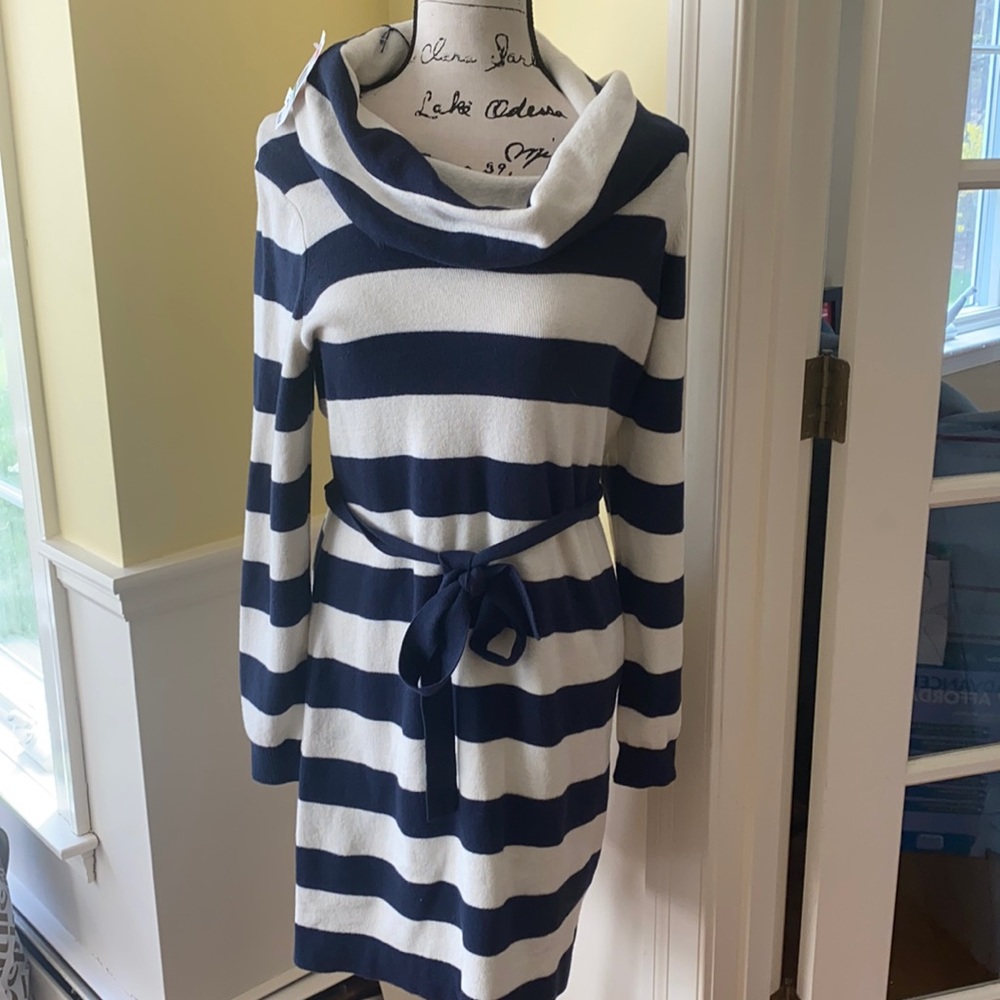Vineyard Vines Striped Cowl Dress. NWT